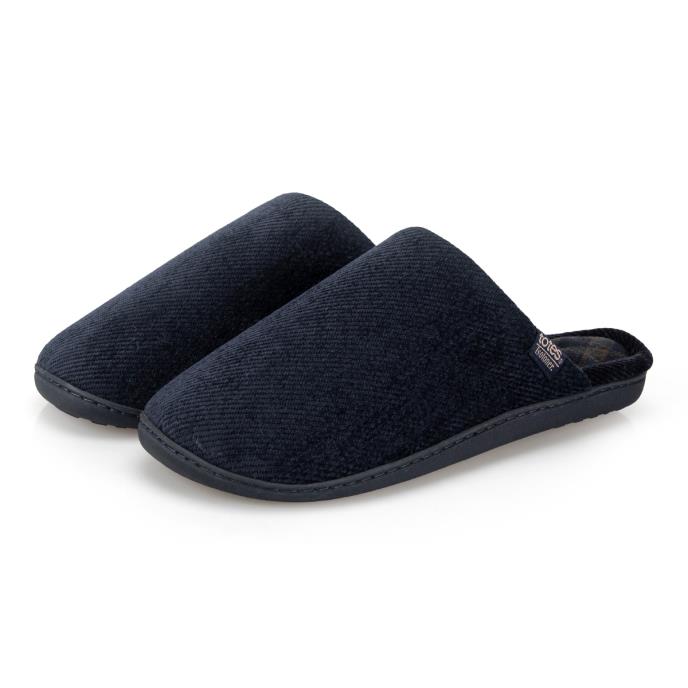 Isotoner® Mens Soft Cord Mule Slipper Navy Extra Image 1